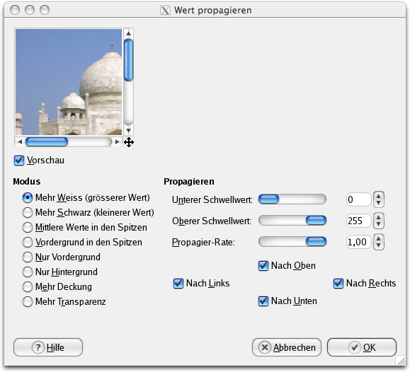 Eigenschaften für das Filter Wert propagieren